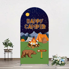 Aperturee - Aperturee Starry Camping Night Bear Happy Camper Arch Backdrop