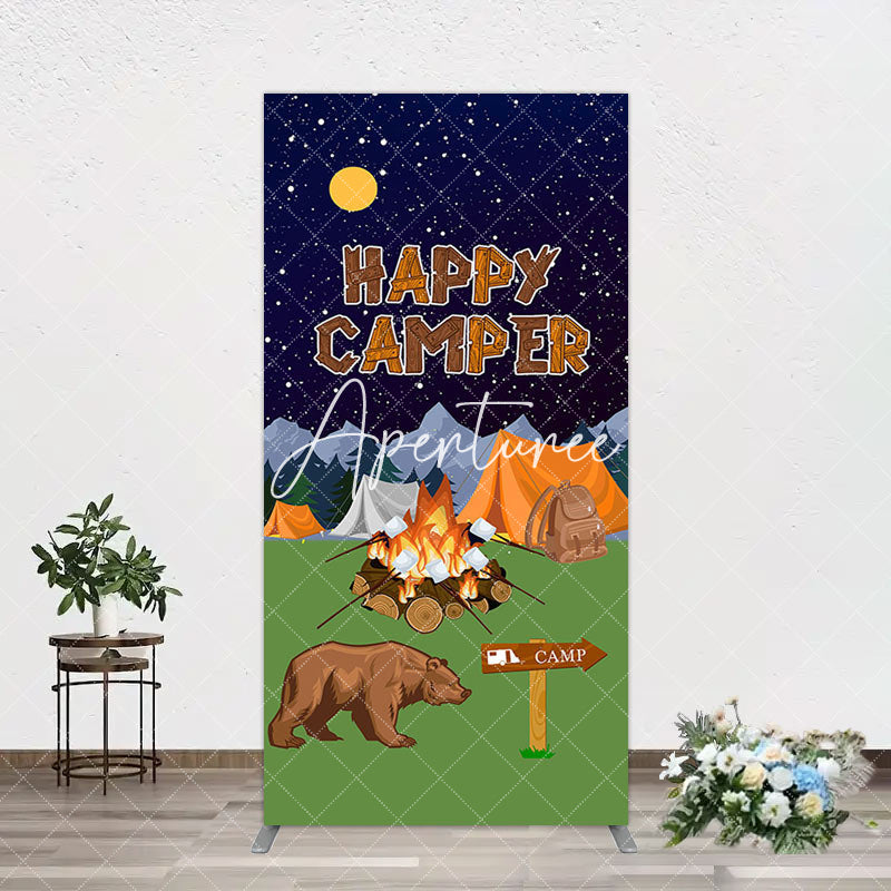 Aperturee - Aperturee Starry Camping Night Bear Happy Camper Arch Backdrop