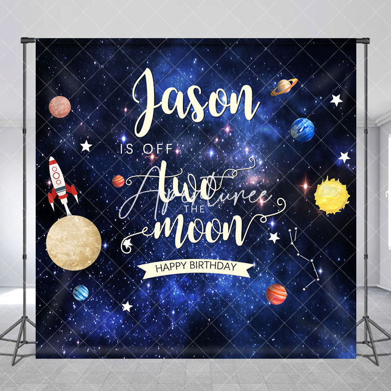 Aperturee - Aperturee Starry Galaxy Off Two The Moon Custom Name Backdrop