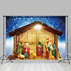 Aperturee - Aperturee Starry Holy Snowy Night Nativity Christmas Backdrop