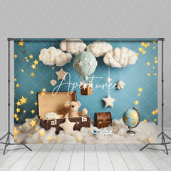 Aperturee - Aperturee Starry Night Bear Hot Air Balloon Cake Smash Backdrop