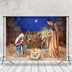 Aperturee - Aperturee Starry Night Bullpen Nativity Christmas Backdrop