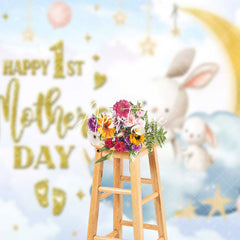 Aperturee - Aperturee Starry Night Bunny Happy 1st Mothers Day Backdrop