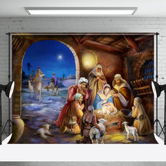 Aperturee - Aperturee Starry Night Celebrates Nativity Christmas Backdrop