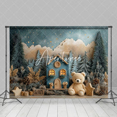 Aperturee - Aperturee Starry Night Forest Teddy Bear Cake Smash Backdrop