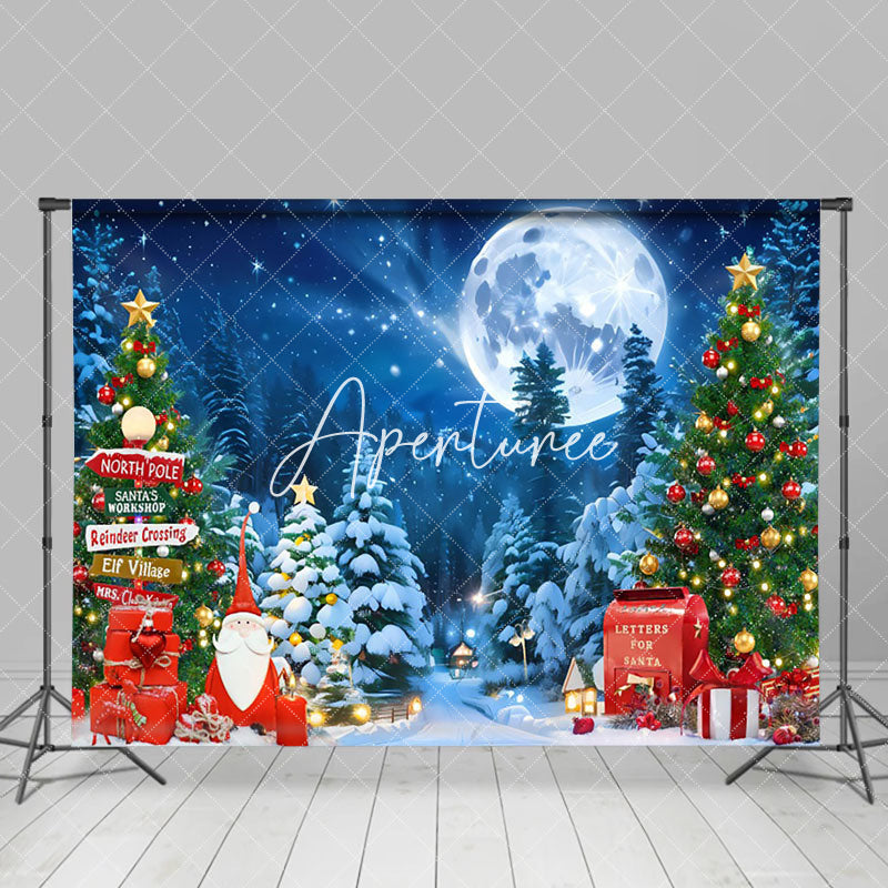 Aperturee - Aperturee Starry Night Snowy Field Mailbox Christmas Backdrop