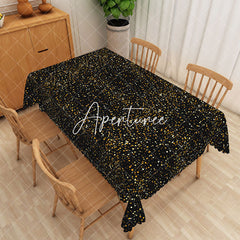 Aperturee - Aperturee Starry Night Themed Black Gold Rectangle Tablecloth