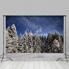 Aperturee - Aperturee Starry Sky Snowy Pine Forest Dawn Winter Backdrop