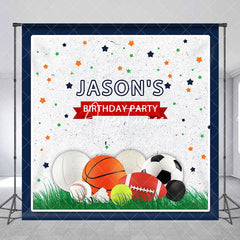 Aperturee - Aperturee Stars Balls Sports Custom Name Birthday Backdrop