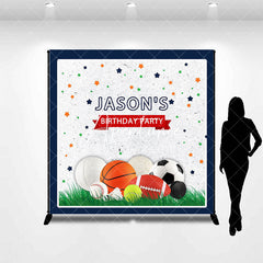 Aperturee - Aperturee Stars Balls Sports Custom Name Birthday Backdrop