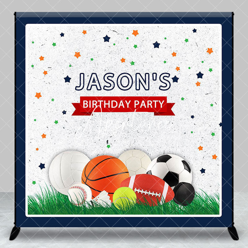 Aperturee - Aperturee Stars Balls Sports Custom Name Birthday Backdrop