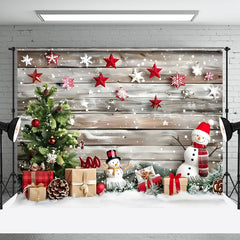 Aperturee - Aperturee Stars Decoration Wooden Wall Snowman Xmas Backdrop