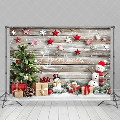 Aperturee - Aperturee Stars Decoration Wooden Wall Snowman Xmas Backdrop