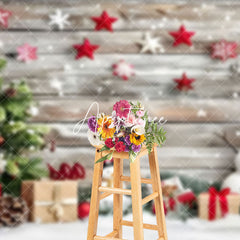 Aperturee - Aperturee Stars Decoration Wooden Wall Snowman Xmas Backdrop