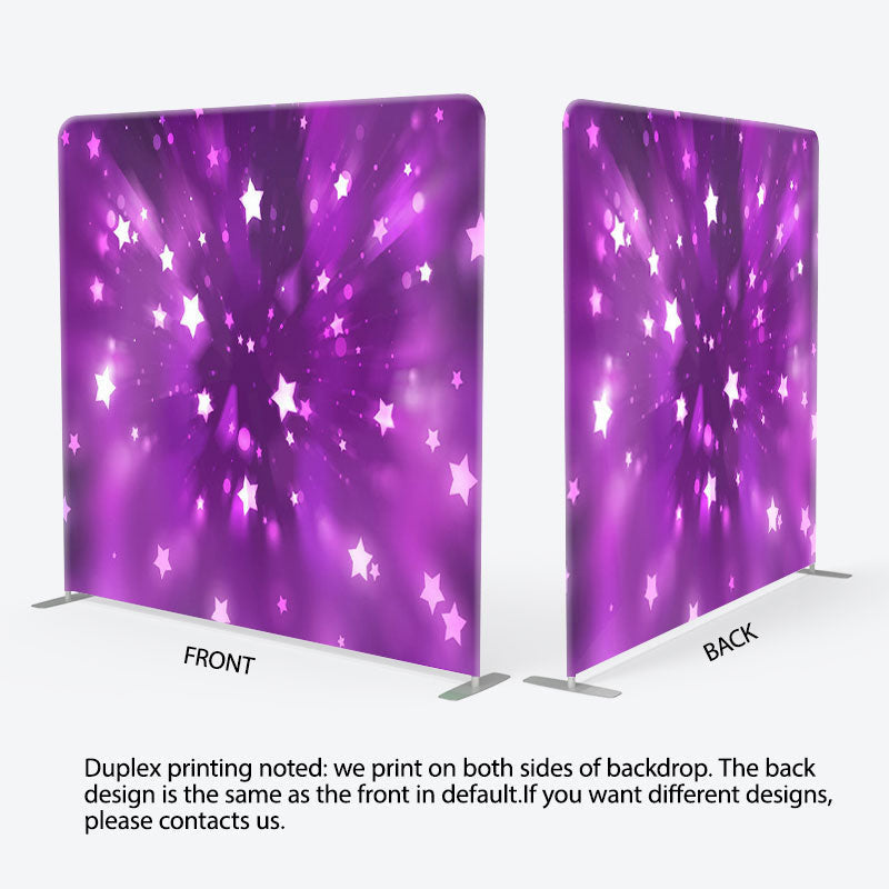 Aperturee - Aperturee Stars Glitter Fantasy Purple Backdrop Cover For Party