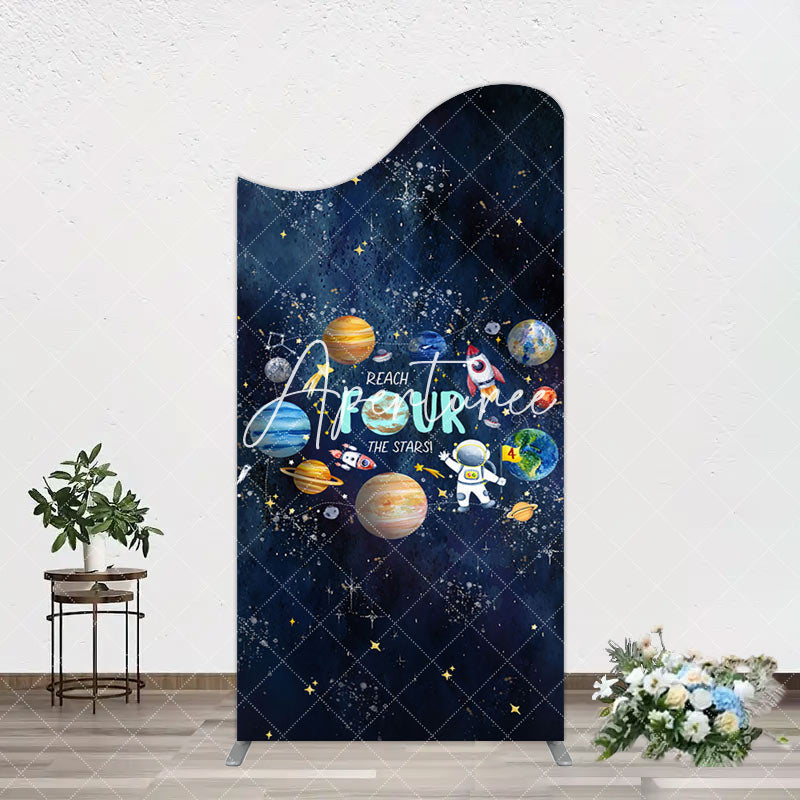 Aperturee - Aperturee Stars Moon Glitter Galaxy 4th Birthday Arch Backdrop