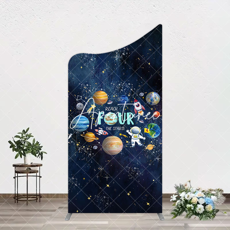 Aperturee - Aperturee Stars Moon Glitter Galaxy 4th Birthday Arch Backdrop