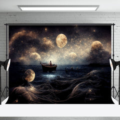 Aperturee - Aperturee Stars Mythical Style Light Sea Boat Artistic Backdrop