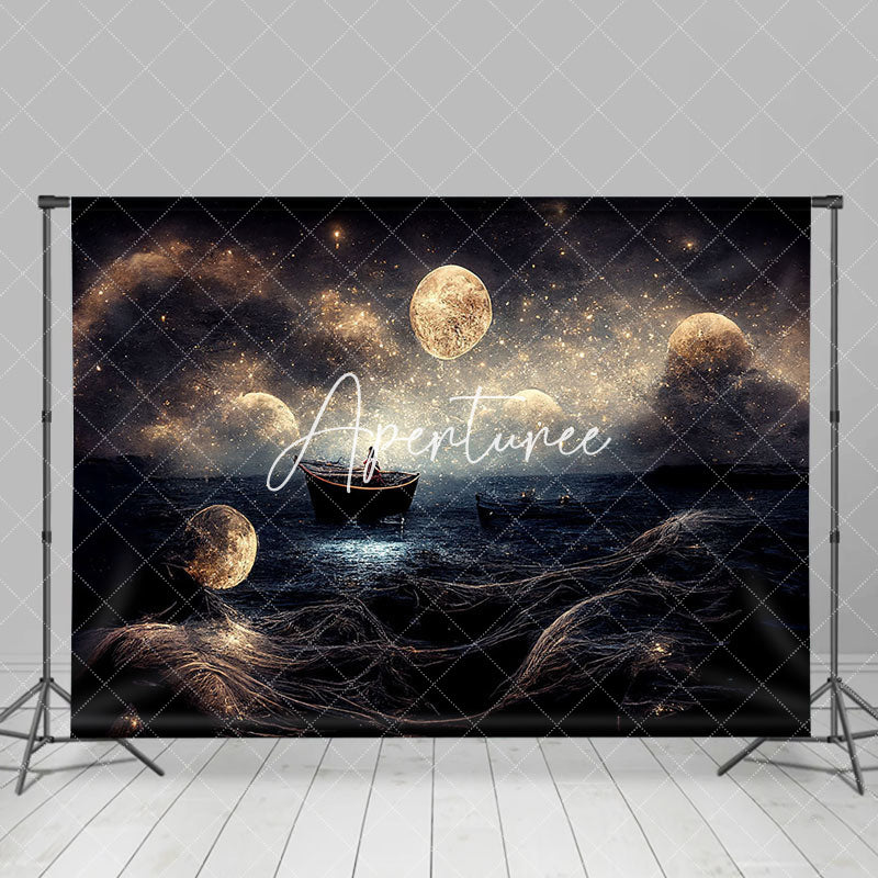 Aperturee - Aperturee Stars Mythical Style Light Sea Boat Artistic Backdrop