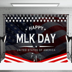 Aperturee - Aperturee Stars Usa Flag Microphone Happy Mlk Day Backdrop