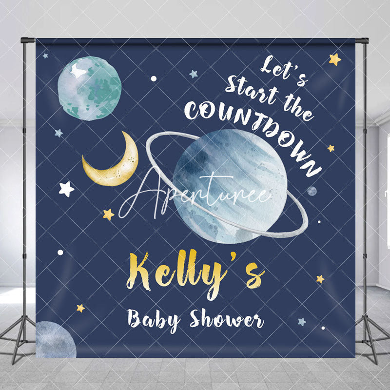 Aperturee - Aperturee Start The Countdown Custom Name Baby Shower Backdrop