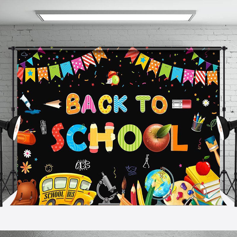 Aperturee - Aperturee Stationery Ribbons Black Back To School Backdrop