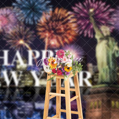 Aperturee - Aperturee Statue Of Liberty Night City Scene Happy New Year Backdrop