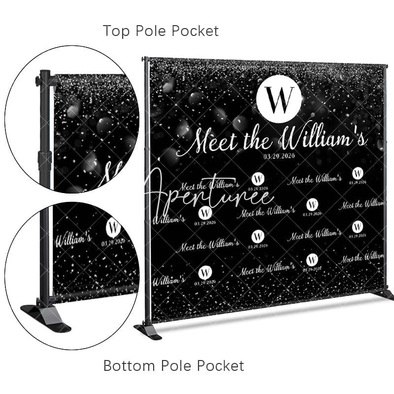 Aperturee - Aperturee Step And Repeat Black Bokeh Custom Wedding Backdrop