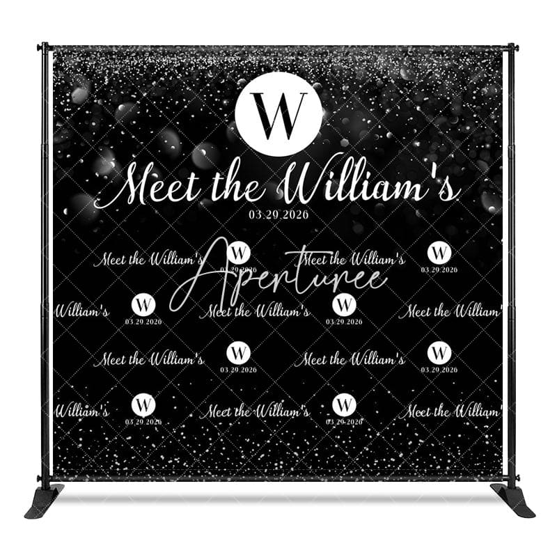 Aperturee - Aperturee Step And Repeat Black Bokeh Custom Wedding Backdrop