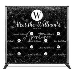 Aperturee - Aperturee Step And Repeat Black Bokeh Custom Wedding Backdrop