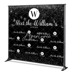 Aperturee - Aperturee Step And Repeat Black Bokeh Custom Wedding Backdrop