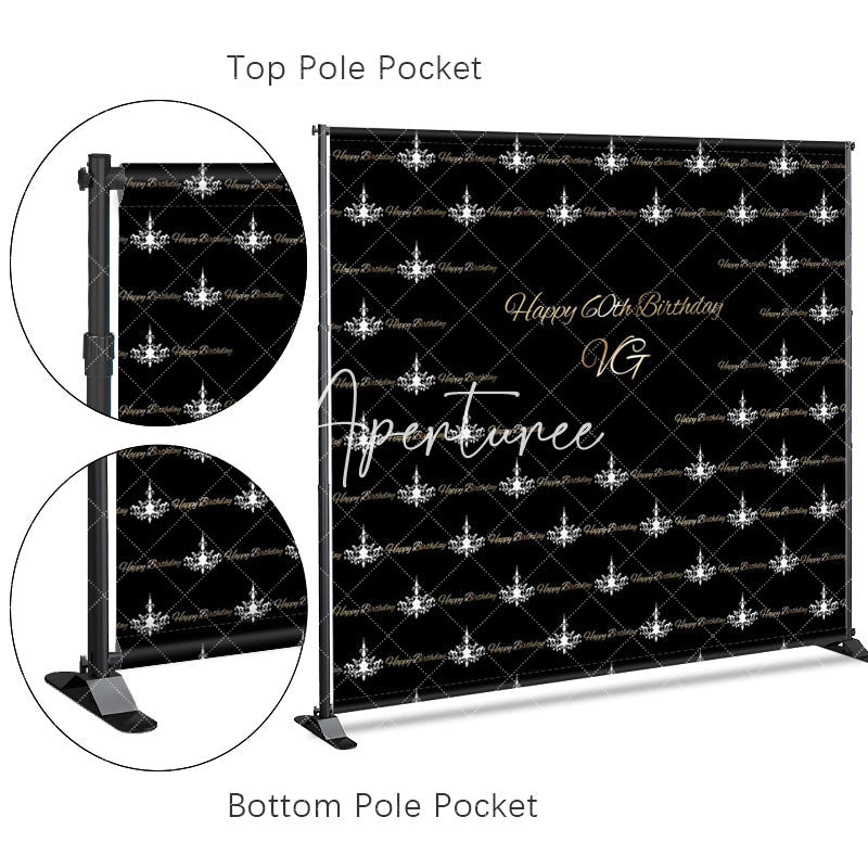 Aperturee - Aperturee Step And Repeat Black Silver Custom Birthday Backdrop