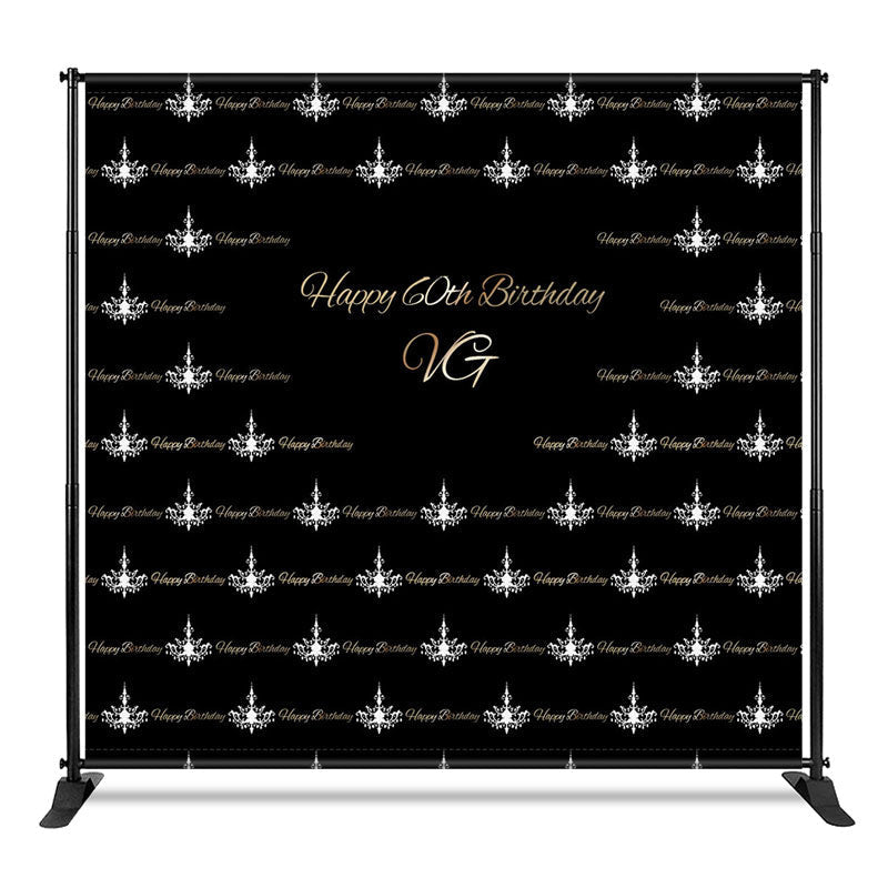 Aperturee - Aperturee Step And Repeat Black Silver Custom Birthday Backdrop