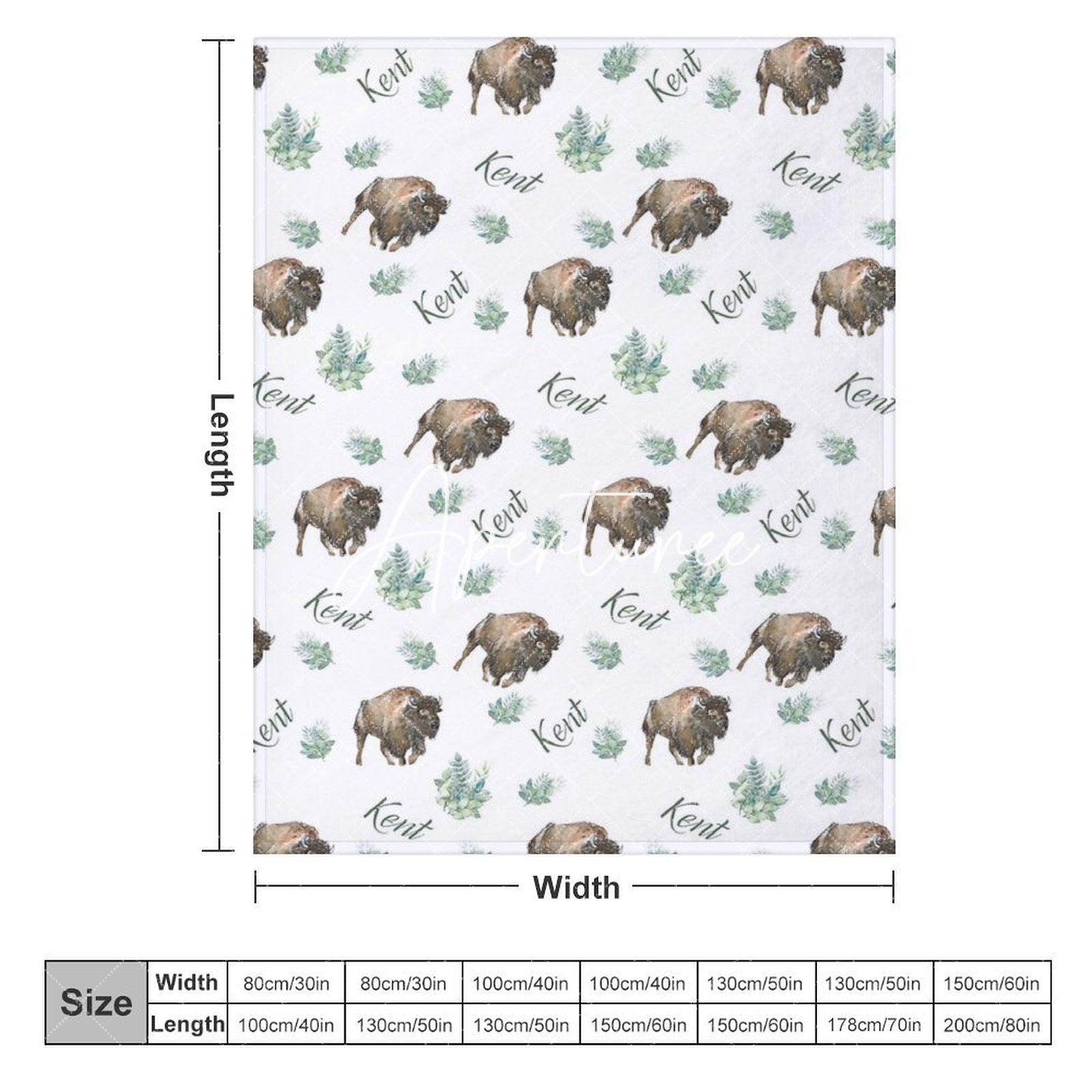 Aperturee - Aperturee Step And Repeat Bull Plant Leaf Custom Name Blanket