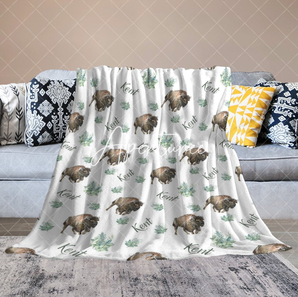 Aperturee - Aperturee Step And Repeat Bull Plant Leaf Custom Name Blanket