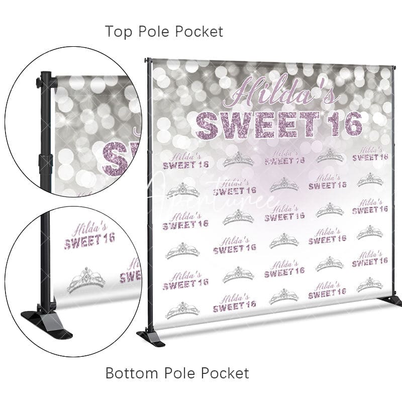 Aperturee - Aperturee Step And Repeat Custom Name Sweet 16 Birthday Backdrop