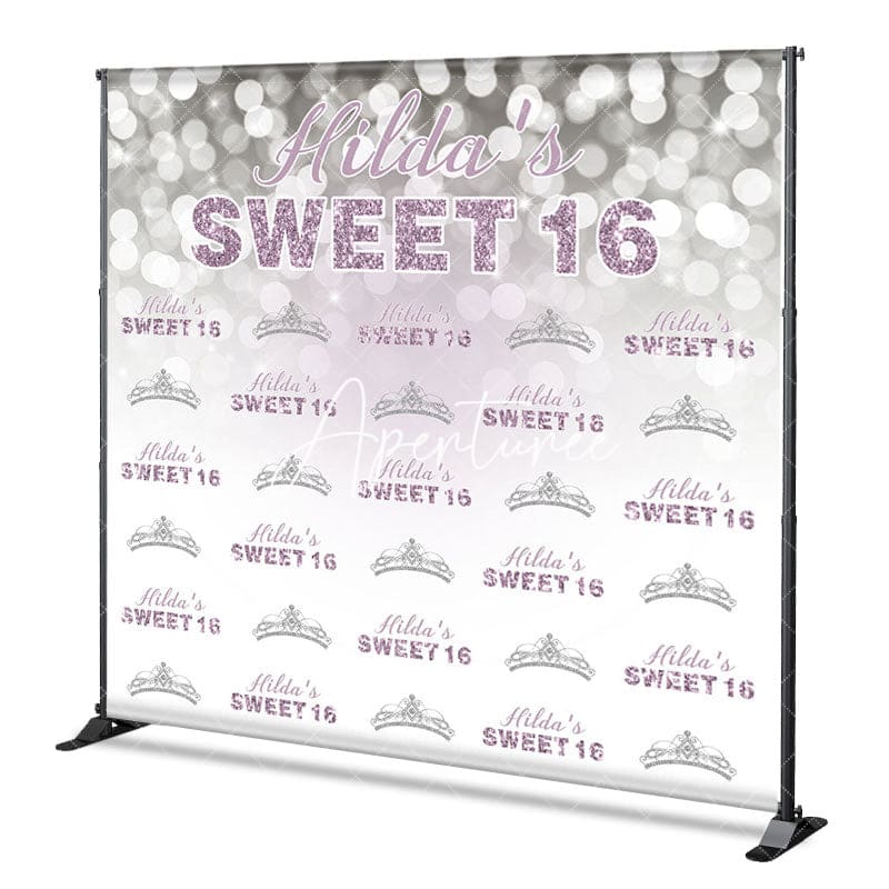 Aperturee - Aperturee Step And Repeat Custom Name Sweet 16 Birthday Backdrop