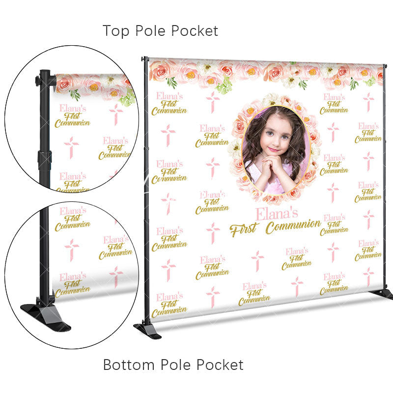 Aperturee - Aperturee Step And Repeat First Communion Custom Photo Backdrop