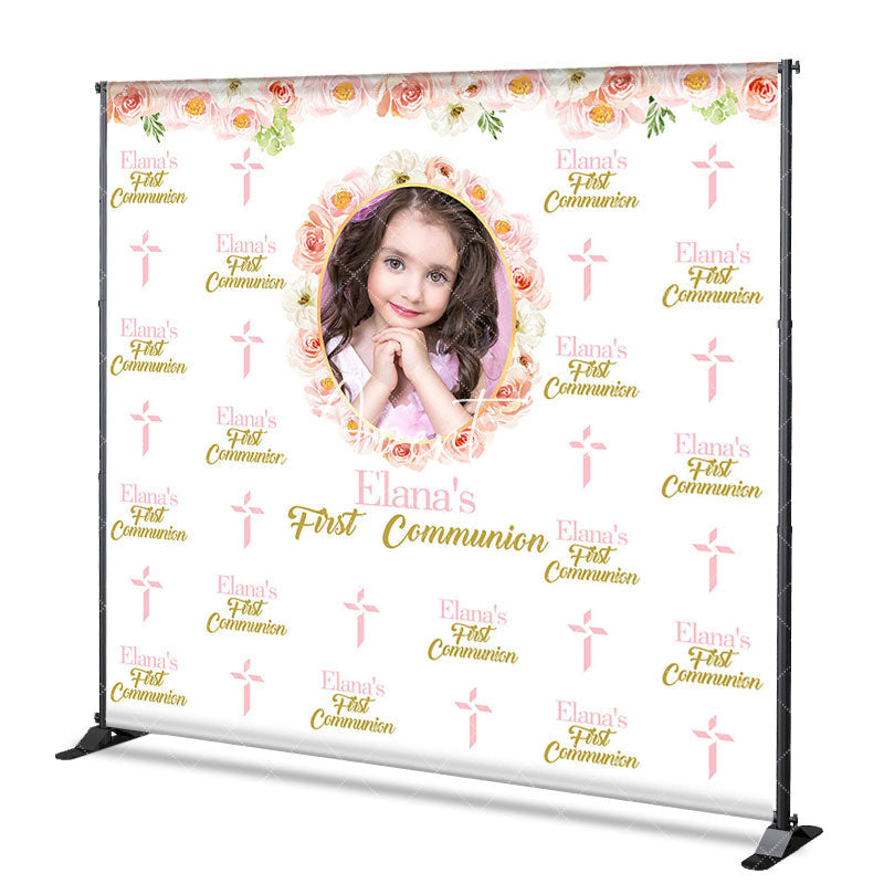 Aperturee - Aperturee Step And Repeat First Communion Custom Photo Backdrop