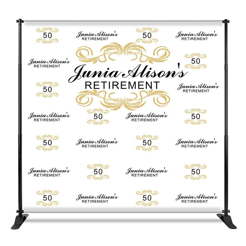 Aperturee - Aperturee Step And Repeat Gold Black Custom Retirement Backdrop