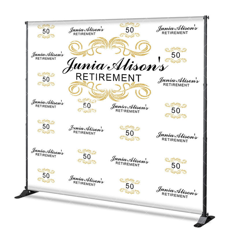 Aperturee - Aperturee Step And Repeat Gold Black Custom Retirement Backdrop