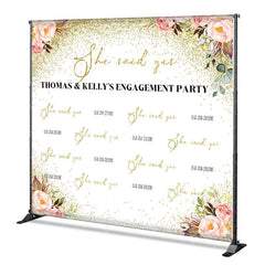 Aperturee - Aperturee Step And Repeat She Said Yes Custom Engagement Backdrop