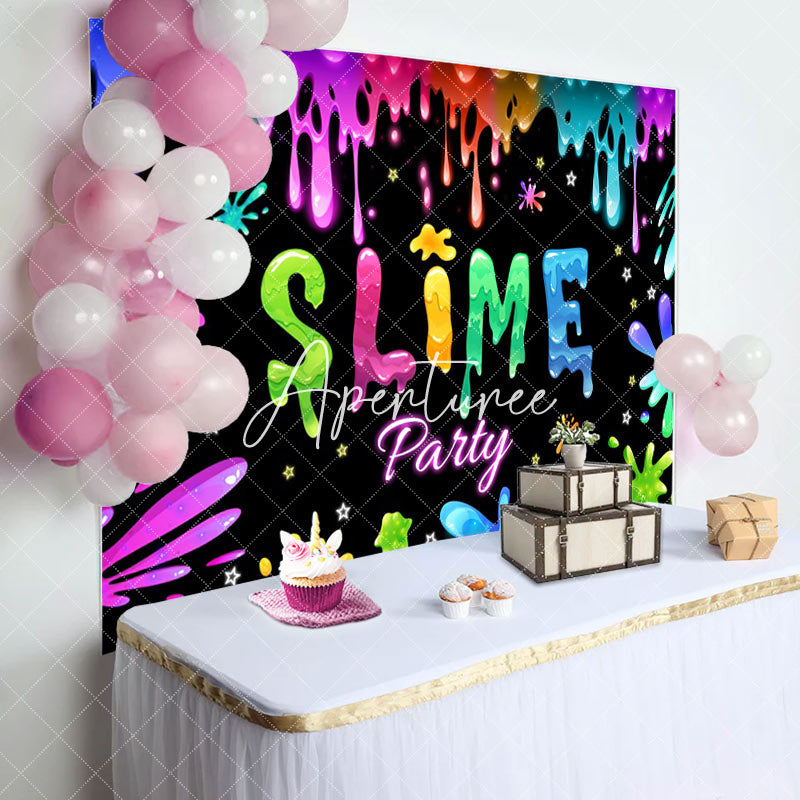 Aperturee - Aperturee Sticky Graffiti Slime Theme Party Backdrop