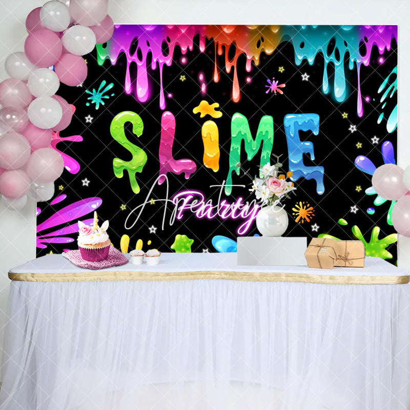 Aperturee - Aperturee Sticky Graffiti Slime Theme Party Backdrop