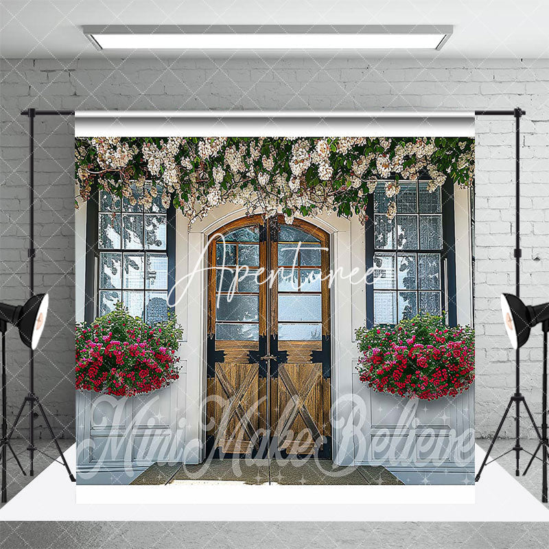 Aperturee - Aperturee Stone Floor White House Floral Room Set Backdrop