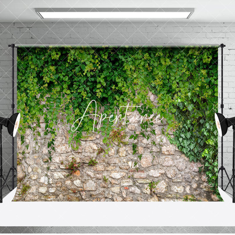 Aperturee - Aperturee Stone Wall Greenery Floor Spring Combo Set Backdrop