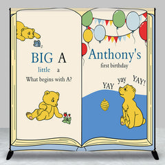 Aperturee - Aperturee Story Book Bear Custom Name 1st Birthday Backdrop