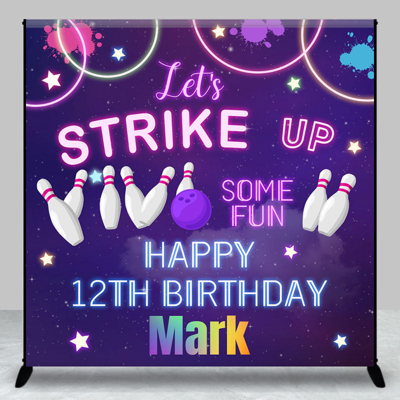 Aperturee - Aperturee Strike Up Bowling Sport Custom 12th Birthday Backdrop