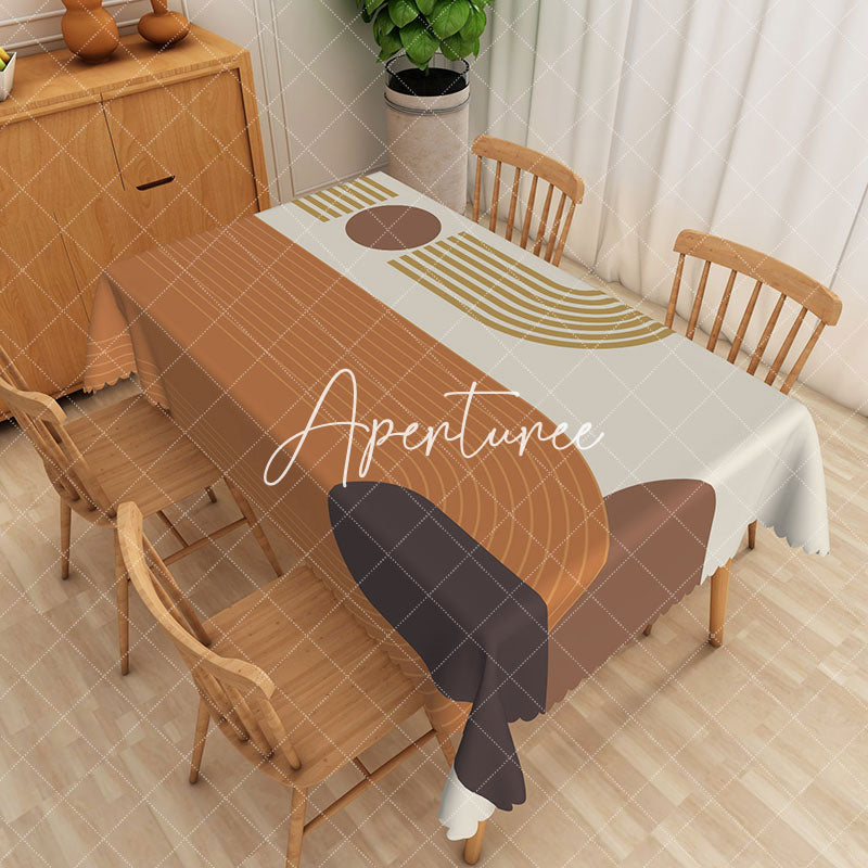 Aperturee - Aperturee Striped Gold White National Flag Inspired Tablecloth