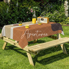 Aperturee - Aperturee Striped Gold White National Flag Inspired Tablecloth